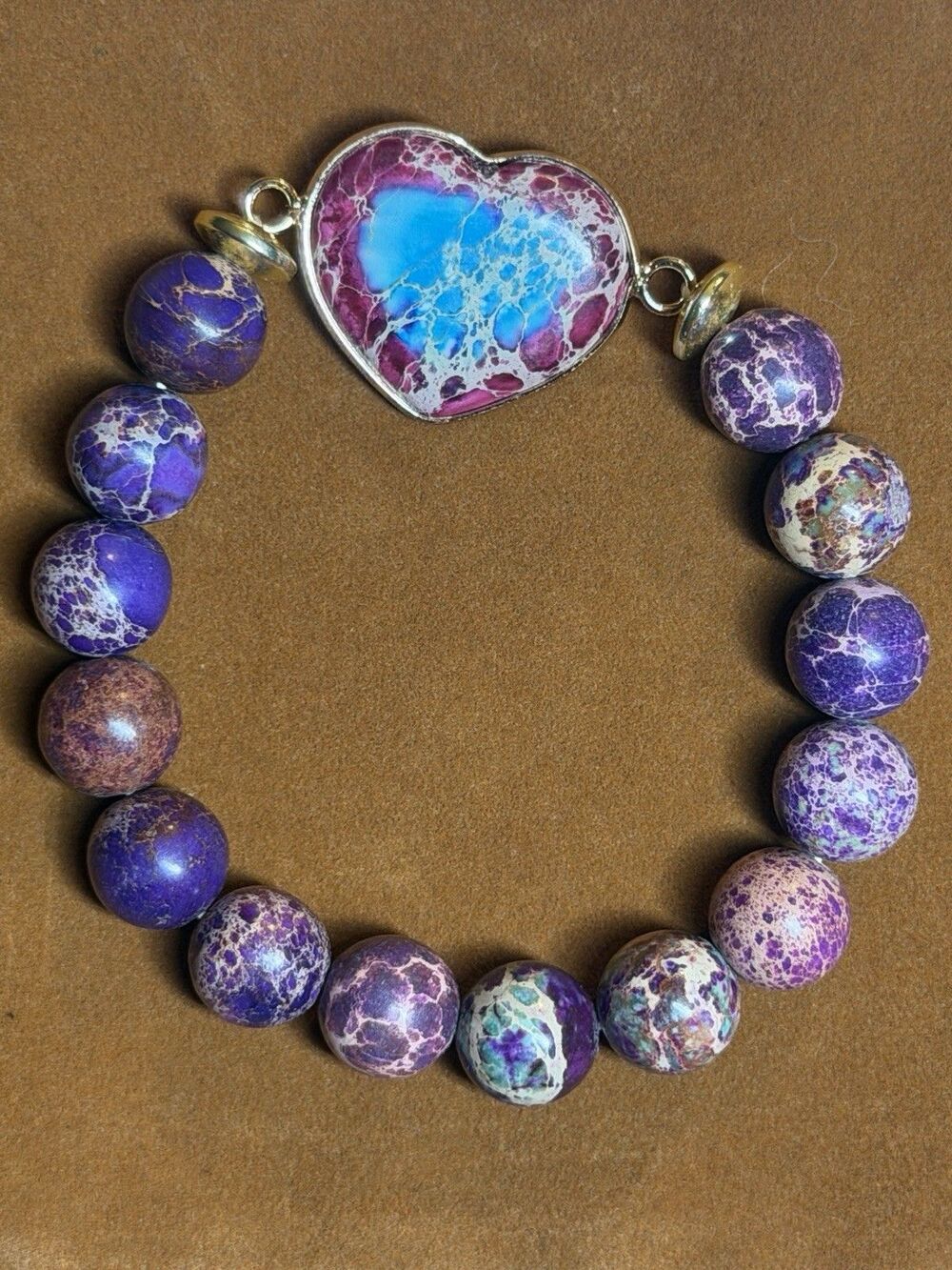 NEW Micalla Imperial Purple Jasper Beaded Stretch Bracelet